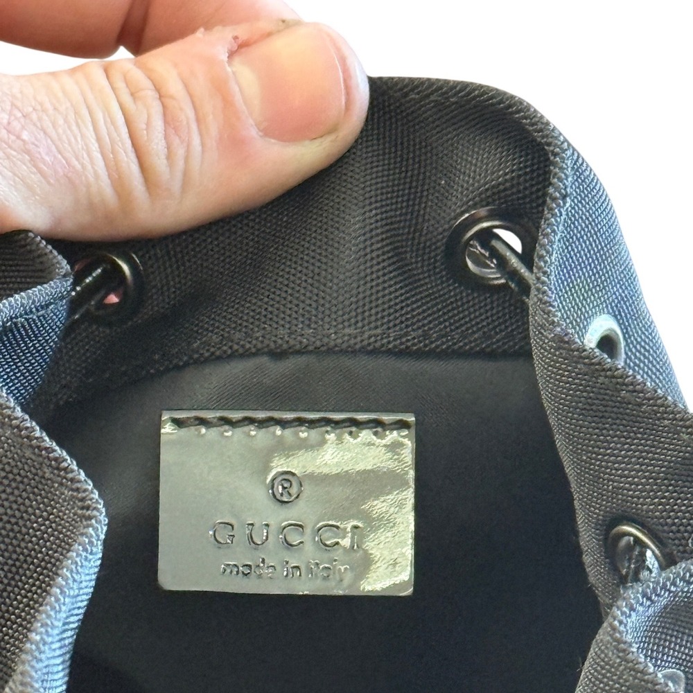 Vintage Gucci Black Canvas Drawstring Pouch Bag - Serial 039-0973 Tom Ford Era - Picture 6 of 11